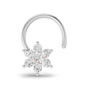 0.16 Carat Lab Grown Diamond Snowflake Nosepin | 14K White Gold (Wire)