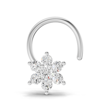 0.16 Carat Lab Grown Diamond Snowflake Nosepin | 14K White Gold (Wire)