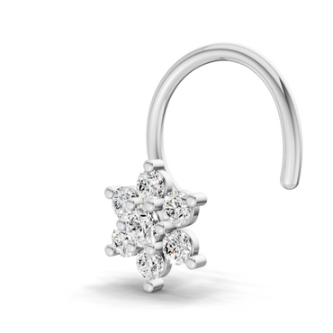 0.16 Carat Lab Grown Diamond Snowflake Nosepin | 14K White Gold (Wire)