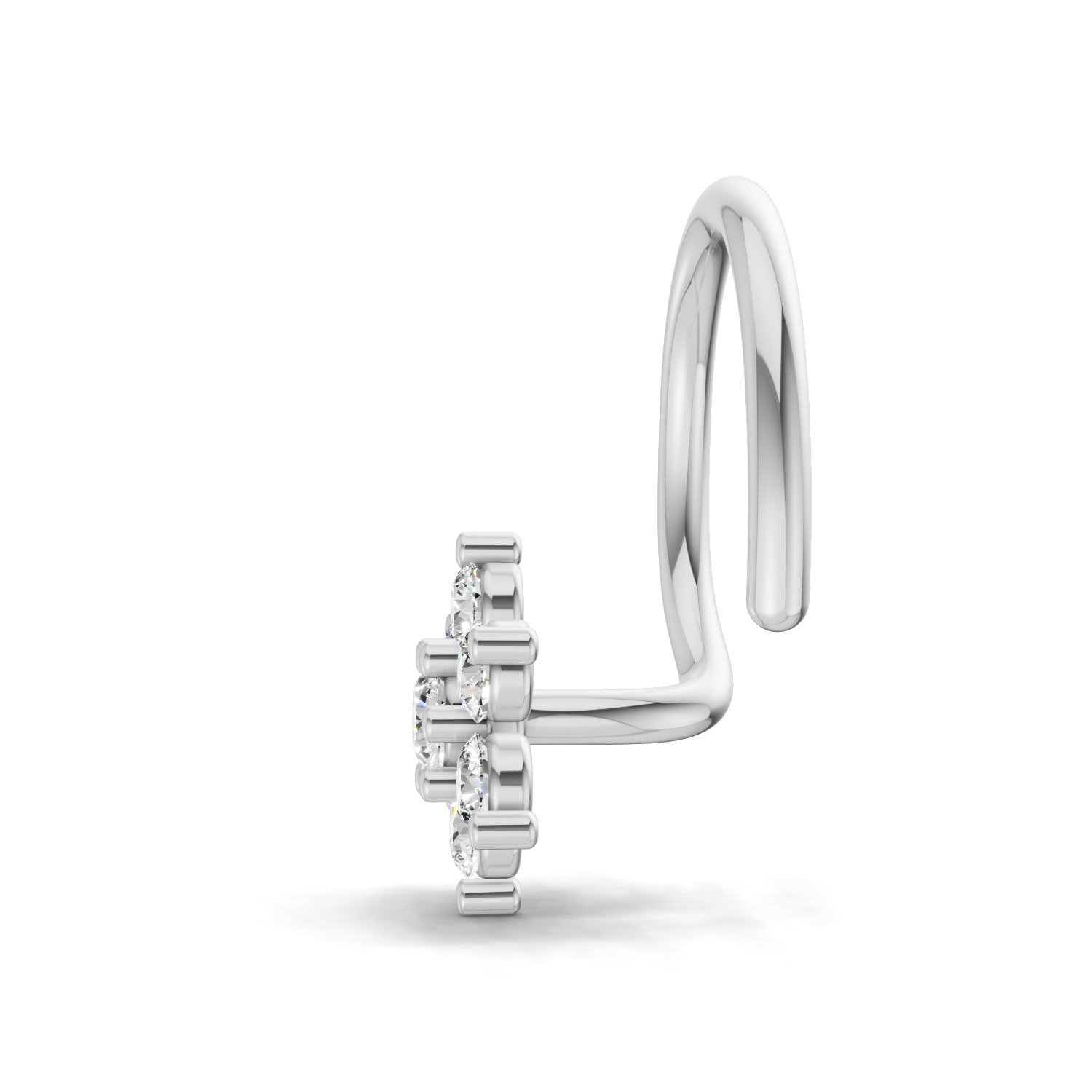 0.16 Carat Lab Grown Diamond Snowflake Nosepin | 14K White Gold (Wire)
