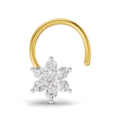 0.16 Carat Lab Grown Diamond Snowflake Nosepin | 14K Yellow Gold (Wire)