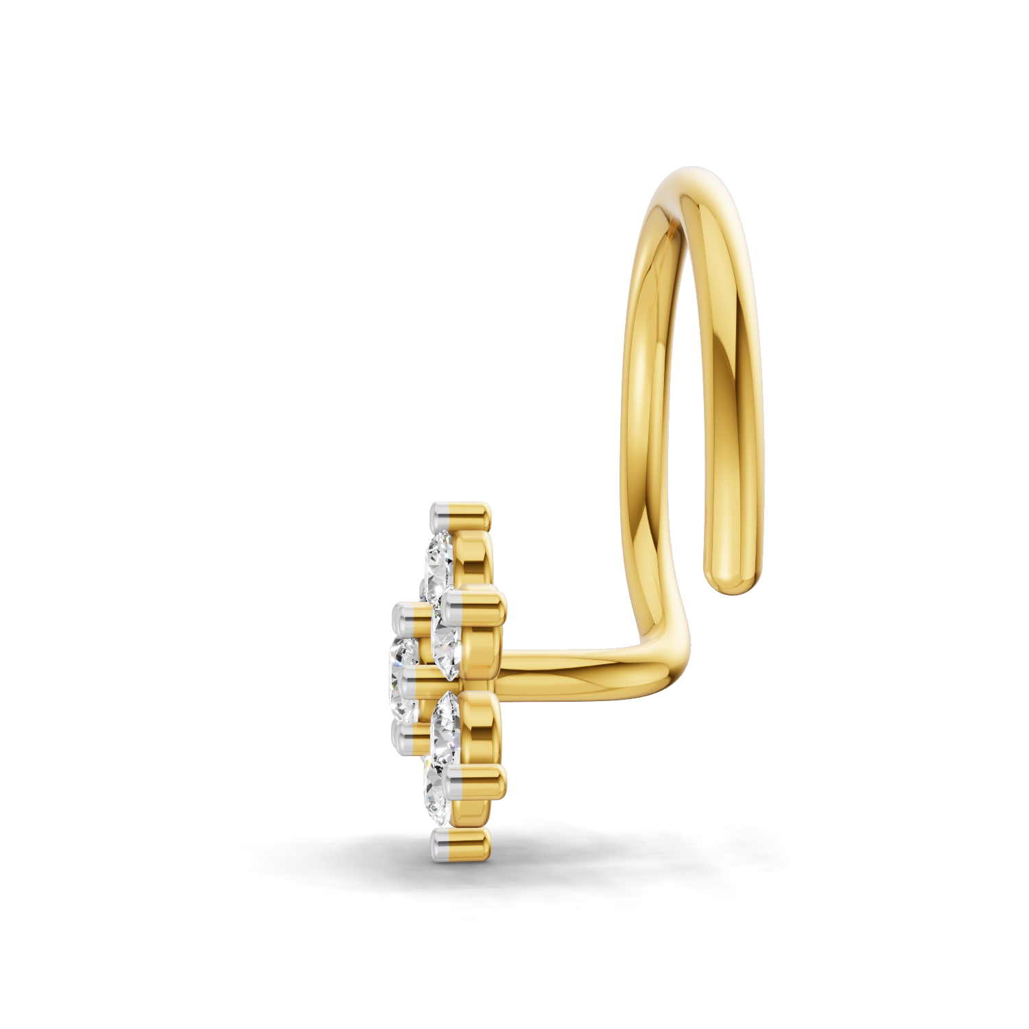 0.16 Carat Lab Grown Diamond Snowflake Nosepin | 14K Yellow Gold (Wire)