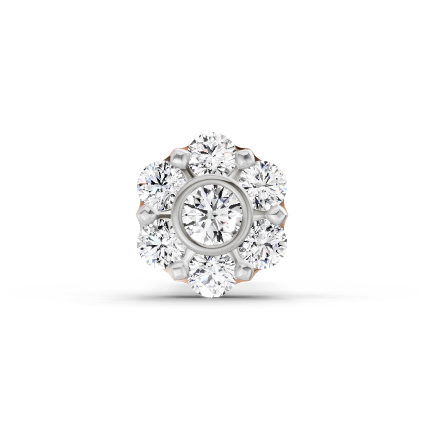 0.11 Ct Floral Stud Round Shape Nose Pin | 14K Yellow Gold