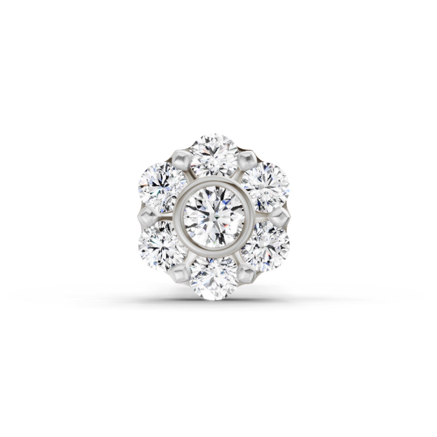 0.11 Ct Floral Stud Round Shape Nose Pin | 14K Yellow Gold