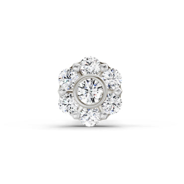 0.11 Ct Floral Stud Round Shape Nose Pin | 14K White Gold