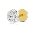 0.11 Ct Floral Stud Round Shape Nose Pin | 14K Yellow Gold