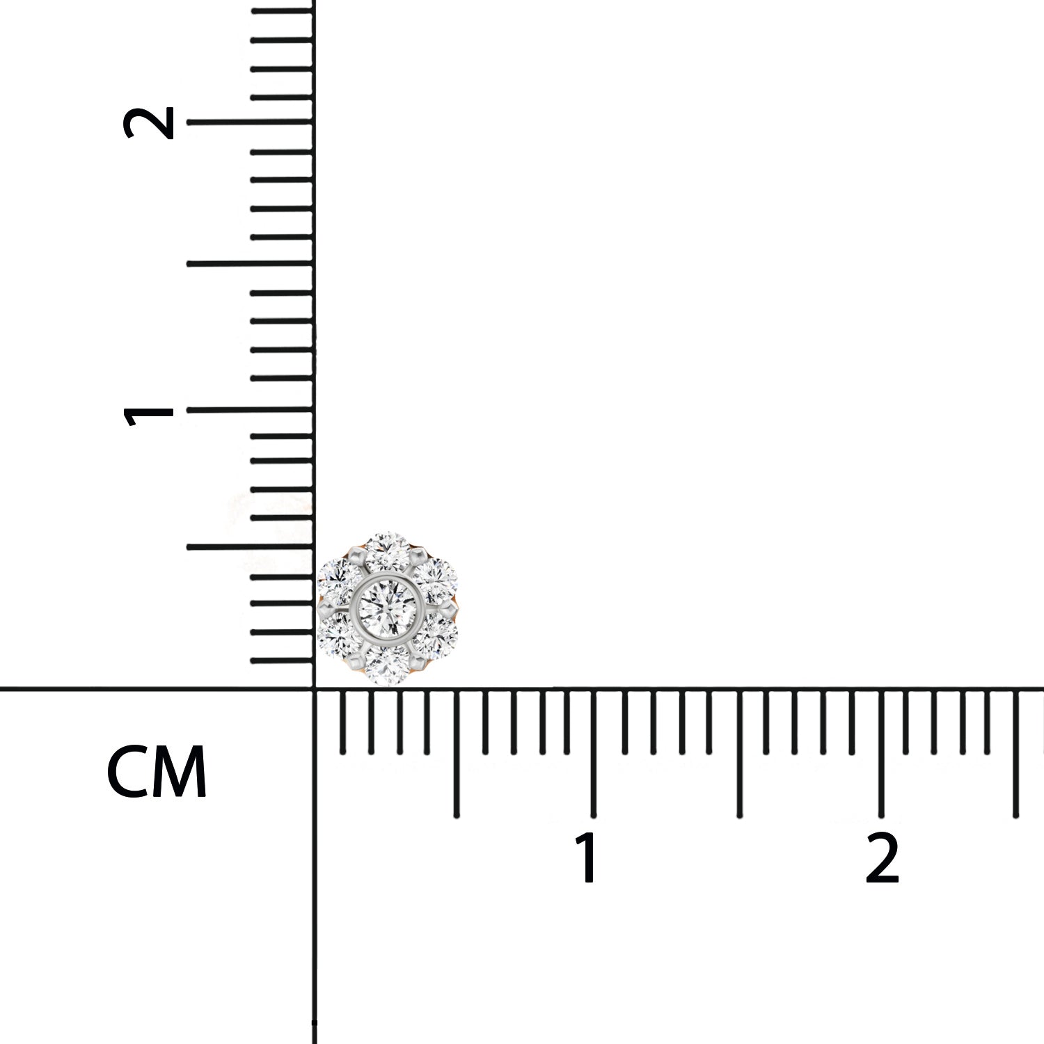 0.11 Ct Floral Stud Round Shape Nose Pin | 14K Yellow Gold
