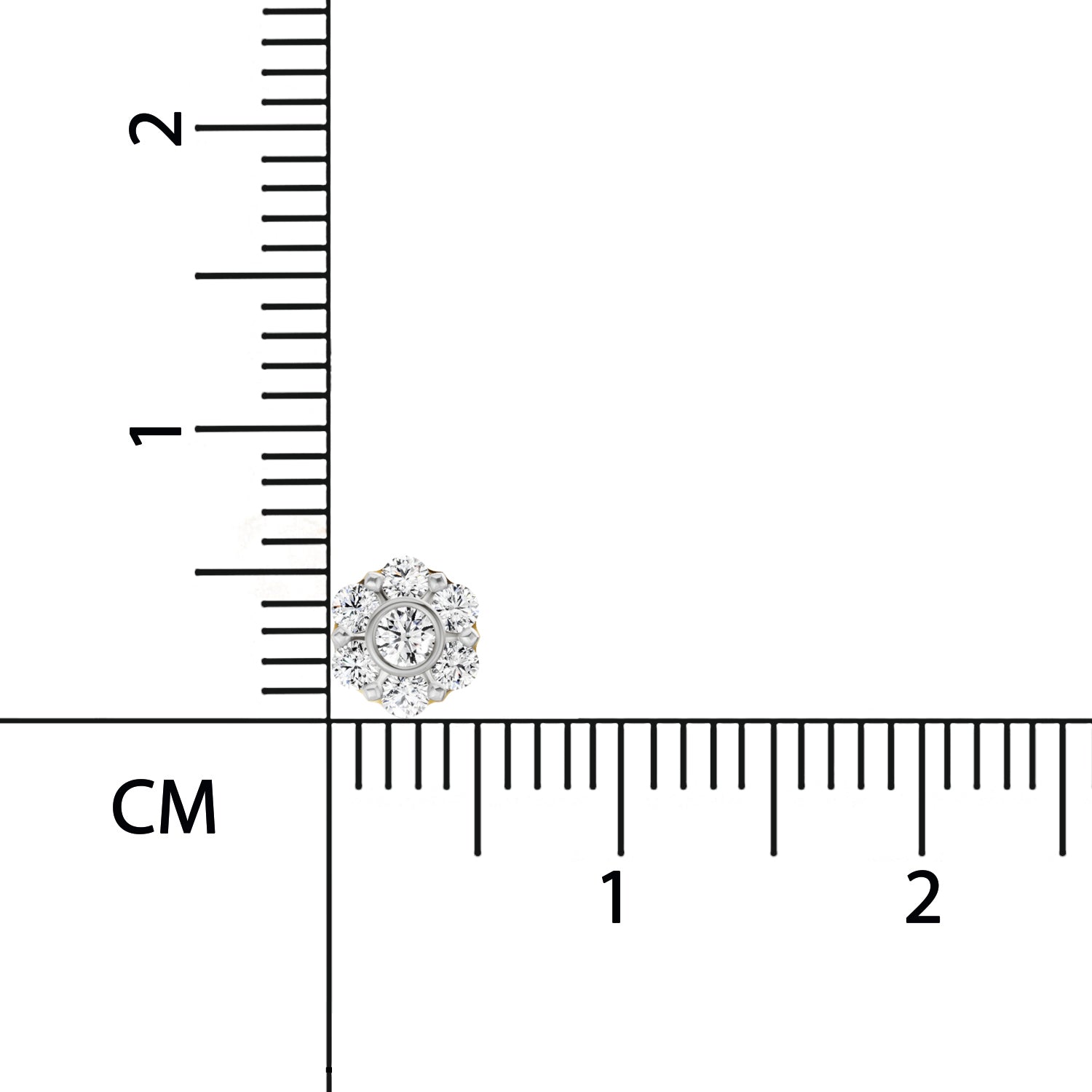 0.11 Ct Floral Stud Round Shape Nose Pin | 14K Yellow Gold