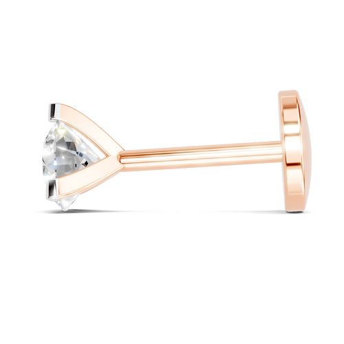 0.22 Carat Lab Grown Diamond Three Prong Solitaire Nosepin | 14K Rose Gold (Screw)