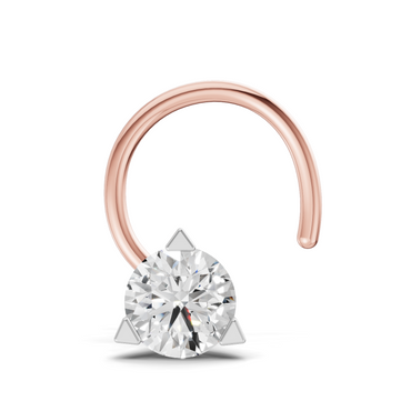 0.22 Carat Lab Grown Diamond Three Prong Solitaire Nosepin | 14K Rose Gold (Wire)