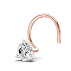 0.22 Carat Lab Grown Diamond Three Prong Solitaire Nosepin | 14K Rose Gold (Wire)