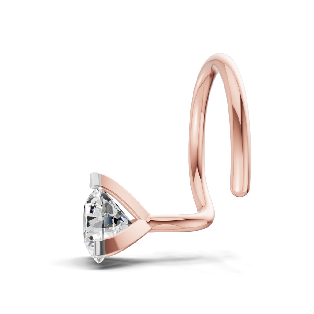 0.22 Carat Lab Grown Diamond Three Prong Solitaire Nosepin | 14K Rose Gold (Wire)