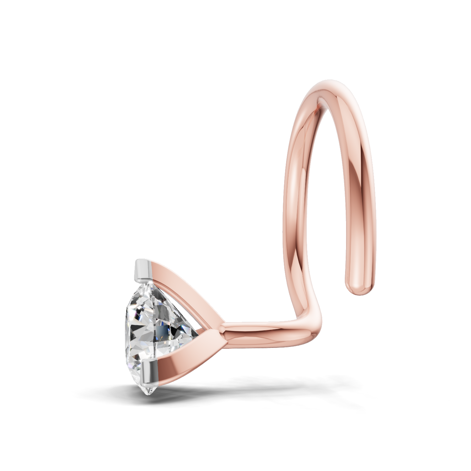 0.22 Carat Lab Grown Diamond Three Prong Solitaire Nosepin | 14K Rose Gold (Wire)