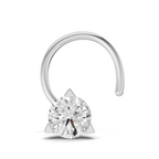 0.22 Carat Lab Grown Diamond Three Prong Solitaire Nosepin | 14K White Gold (Wire)