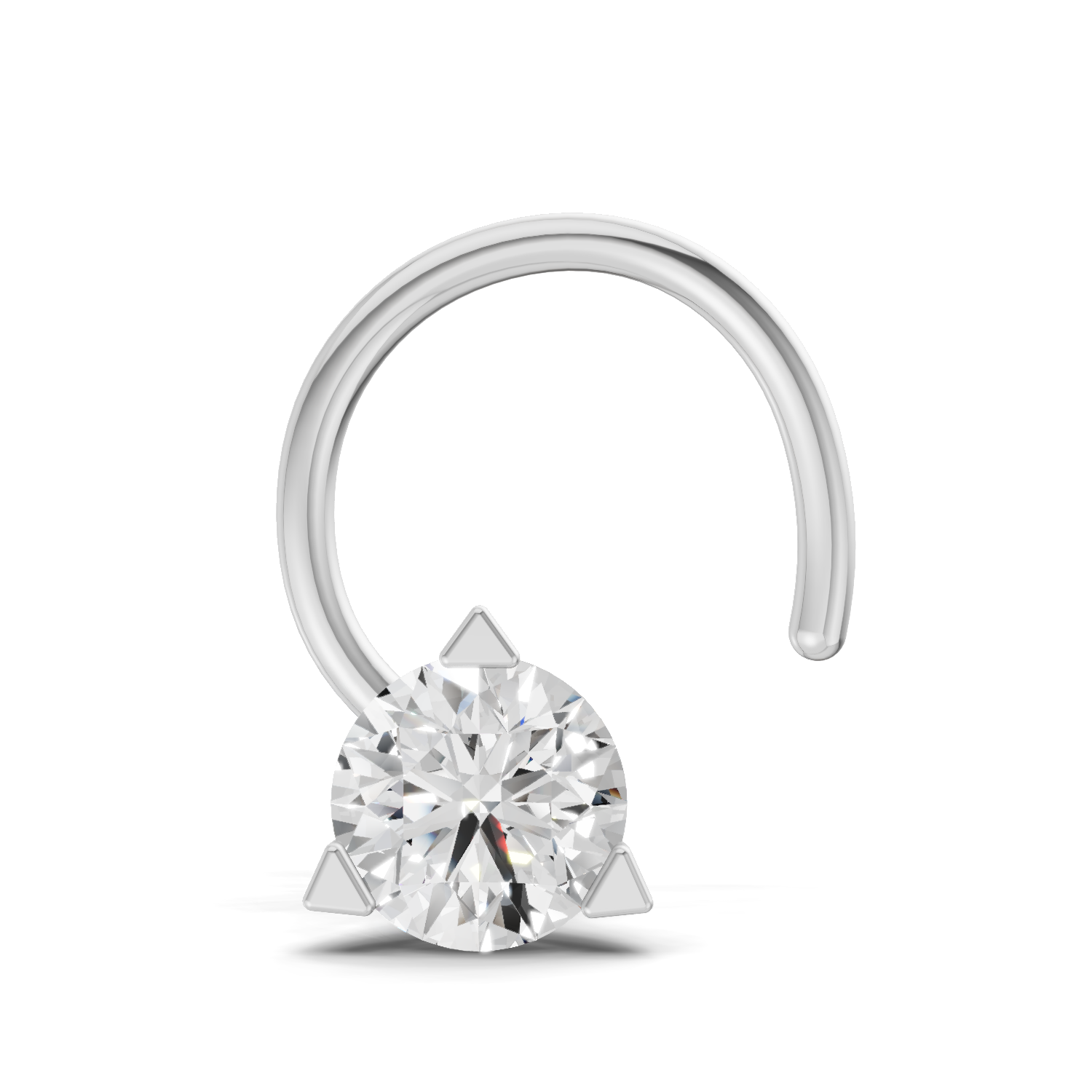 0.22 Carat Lab Grown Diamond Three Prong Solitaire Nosepin | 14K White Gold (Wire)