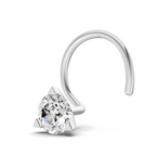 0.22 Carat Lab Grown Diamond Three Prong Solitaire Nosepin | 14K White Gold (Wire)