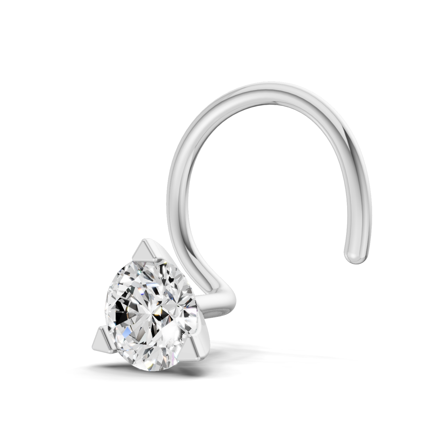 0.22 Carat Lab Grown Diamond Three Prong Solitaire Nosepin | 14K White Gold (Wire)