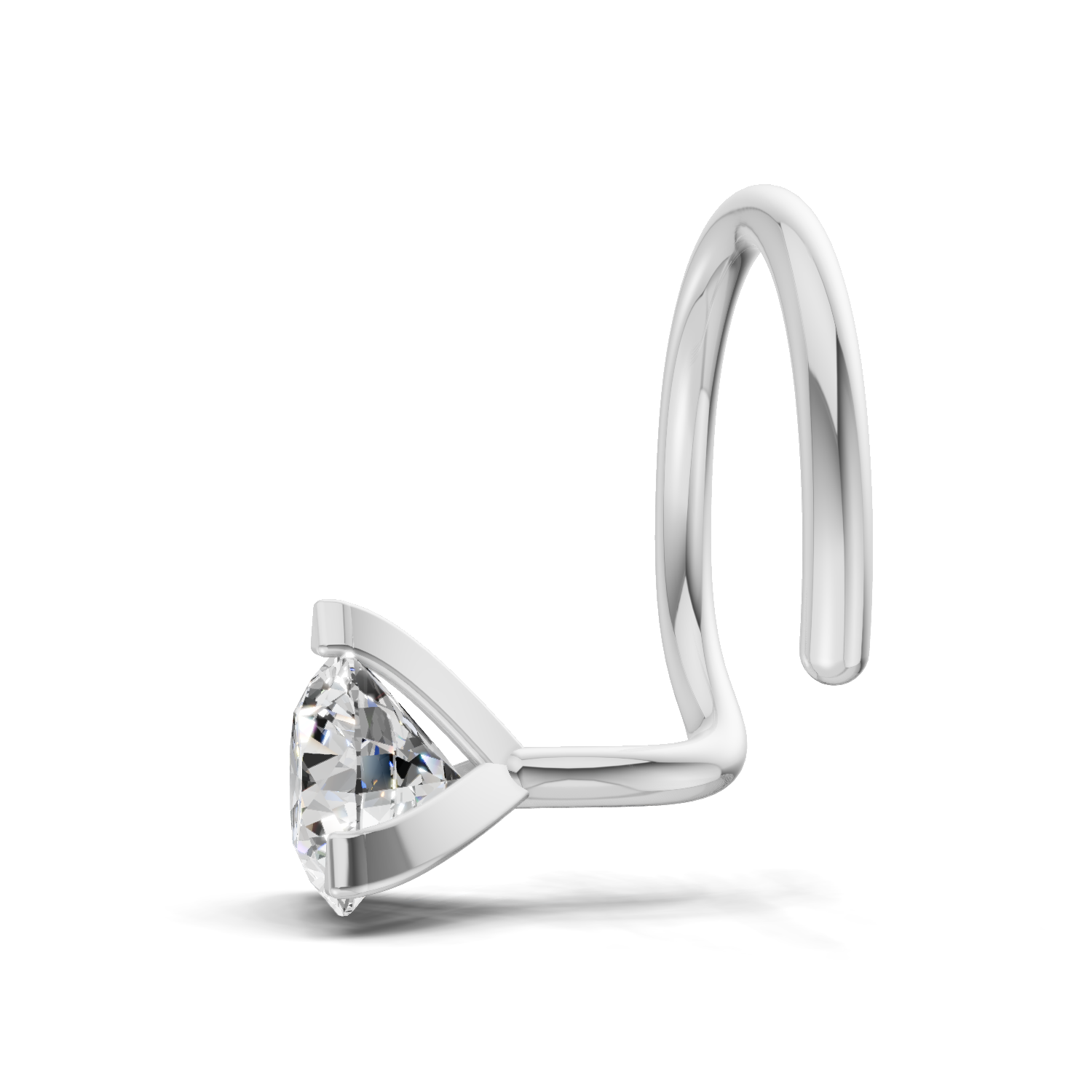 0.22 Carat Lab Grown Diamond Three Prong Solitaire Nosepin | 14K White Gold (Wire)