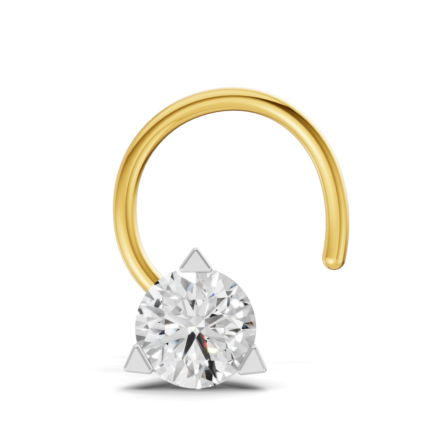 0.22 Carat Lab Grown Diamond Three Prong Solitaire Nosepin | 14K Yellow Gold (Wire)