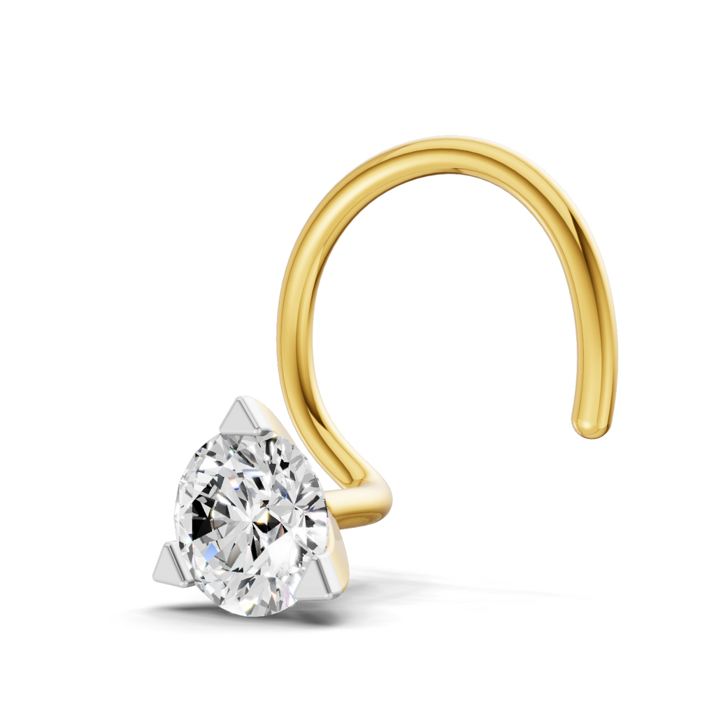 0.22 Carat Lab Grown Diamond Three Prong Solitaire Nosepin | 14K Yellow Gold (Wire)