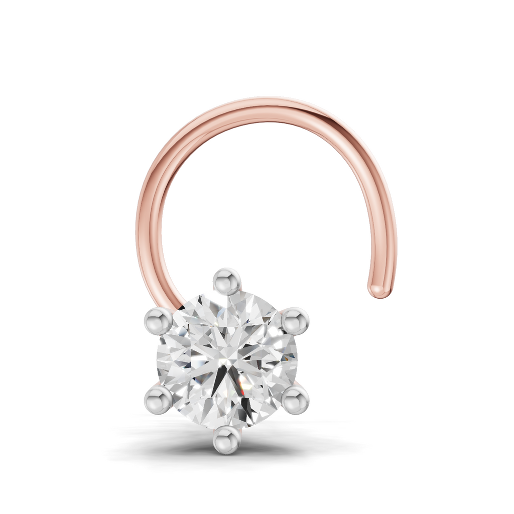 0.25 Carat Lab Grown Diamond Solitaire Nosepin | 14K Rose Gold (Wire)