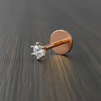 0.05 Ct Solitaire Round Shape Nose Pin | 14K Yellow Gold