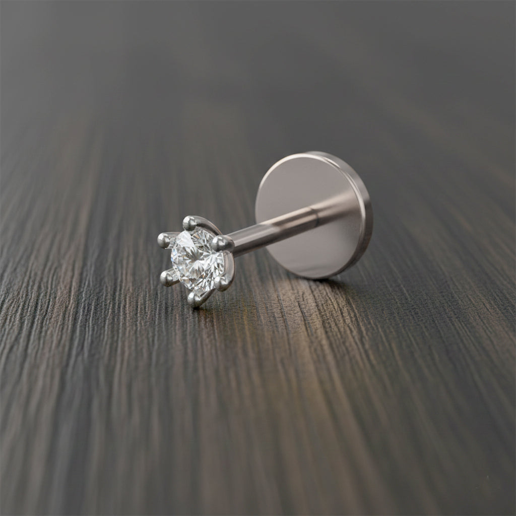 0.05 Ct Solitaire Round Shape Nose Pin | 14K Yellow Gold