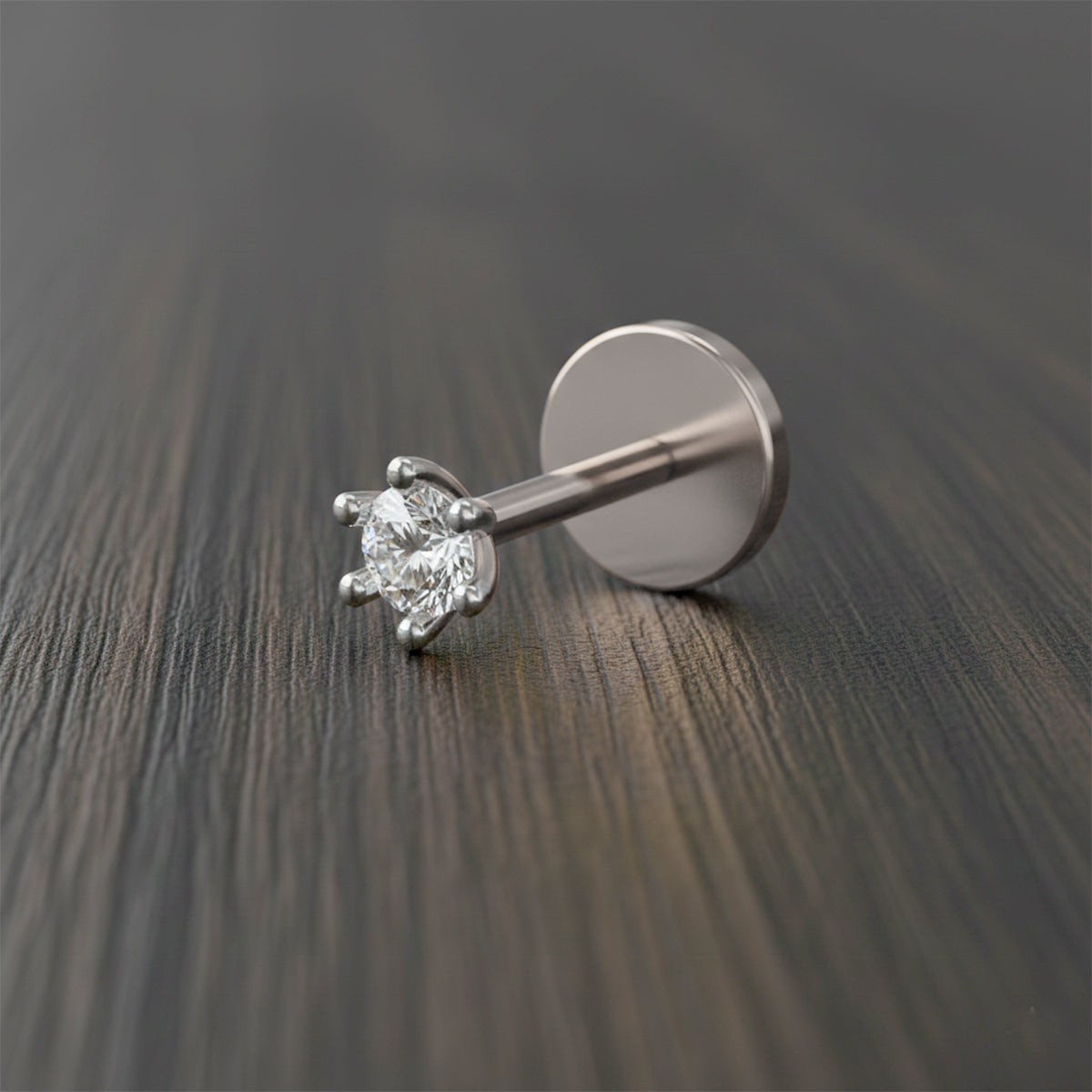 0.05 Ct Solitaire Round Shape Nose Pin | 14K Yellow Gold