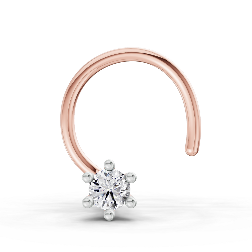 0.05 Ct Solitaire Round Shape Nose Pin | 14K Yellow Gold