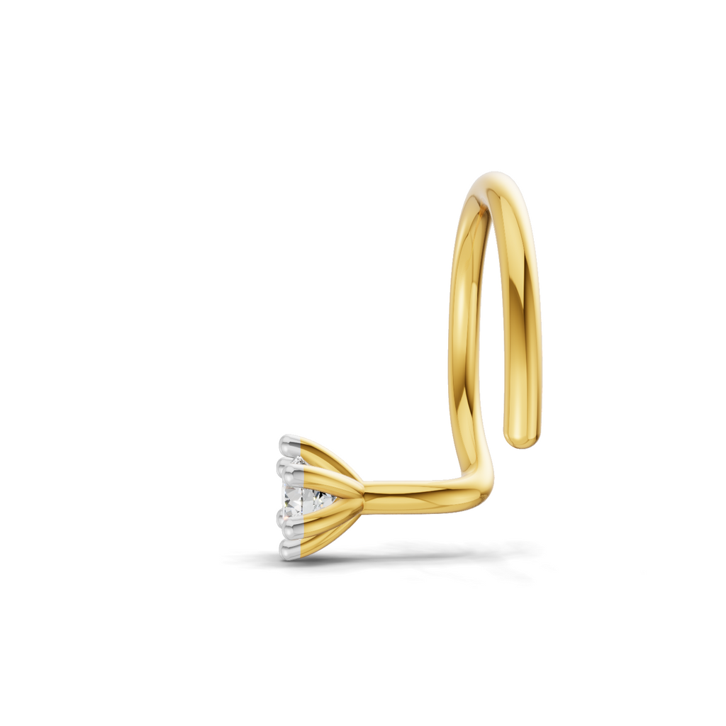 0.05 Ct Solitaire Round Shape Nose Pin | 14K Yellow Gold
