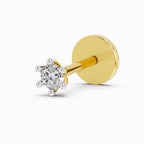 0.05 Ct Solitaire Round Shape Nose Pin | 14K Yellow Gold