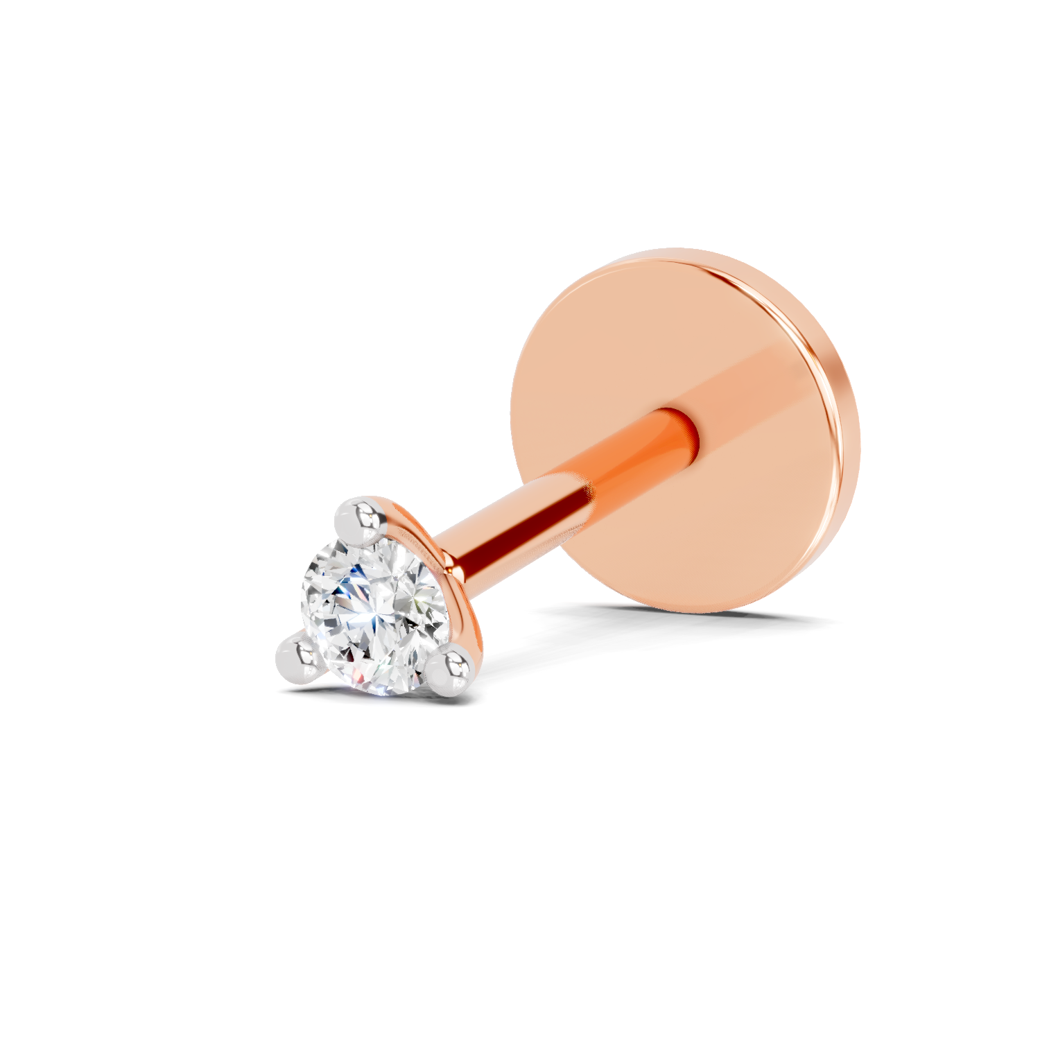 0.03 Ct Round Shape Soilitaire Diamond Nose Pin | 14K Yellow Gold