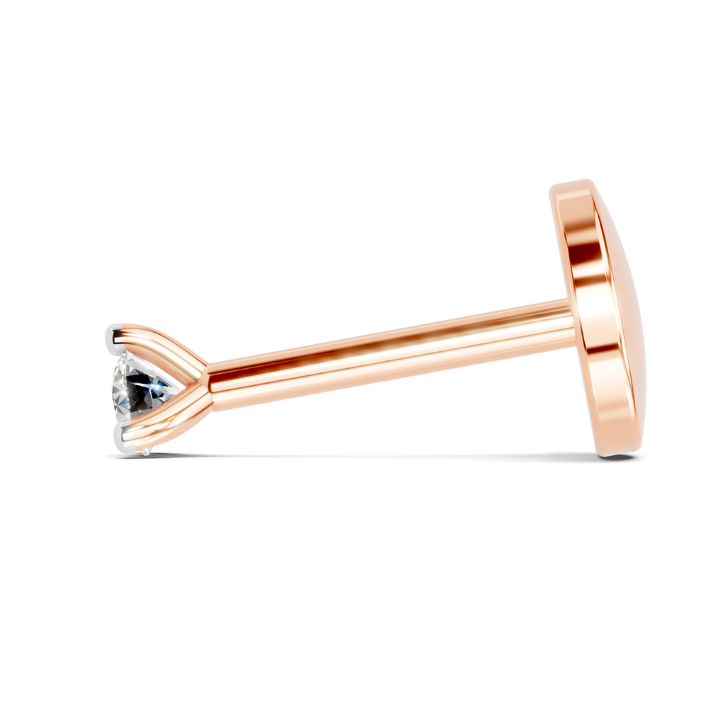 0.03 Ct Round Shape Soilitaire Diamond Nose Pin | 14K Yellow Gold