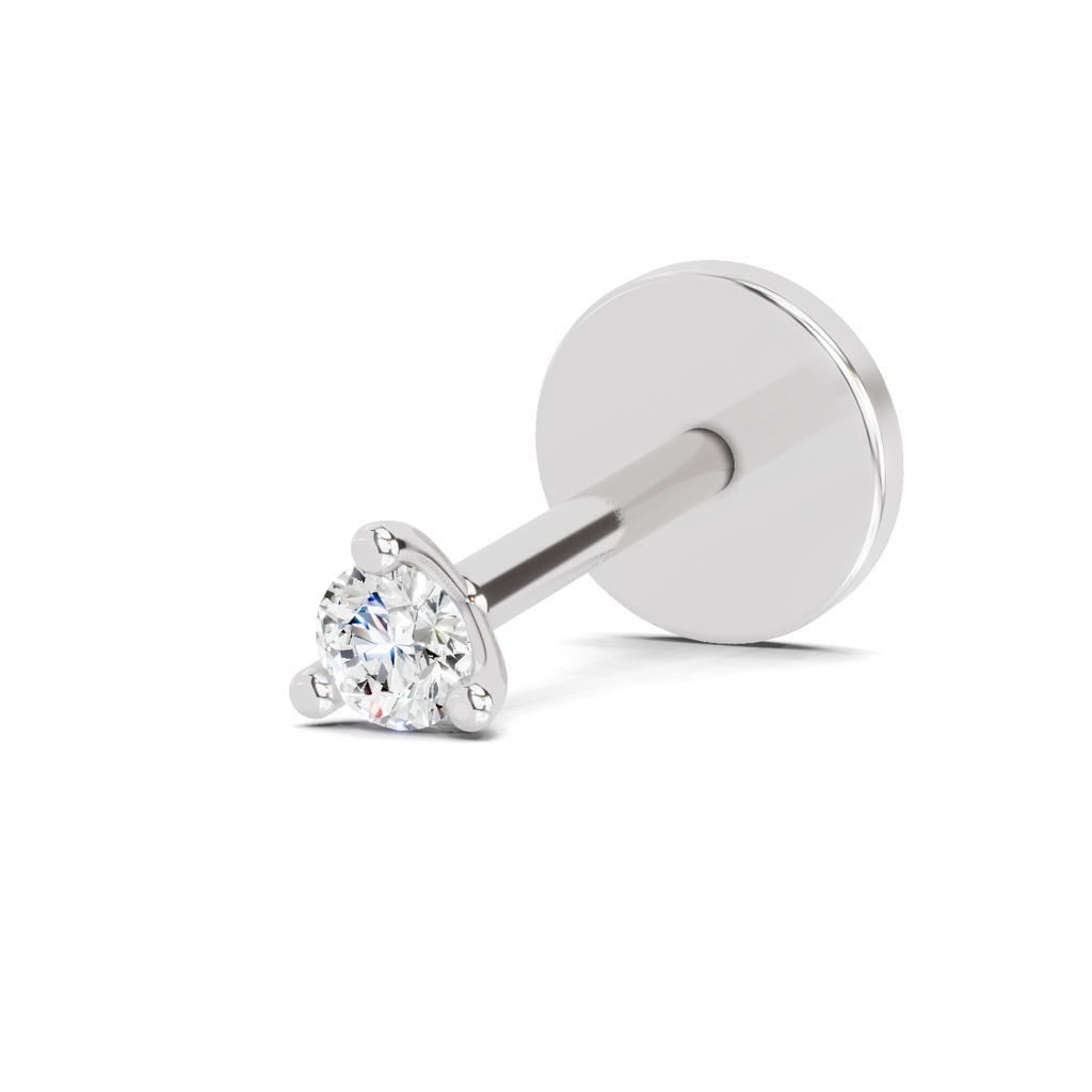 0.03 Ct Round Shape Soilitaire Diamond Nose Pin | 14K Yellow Gold