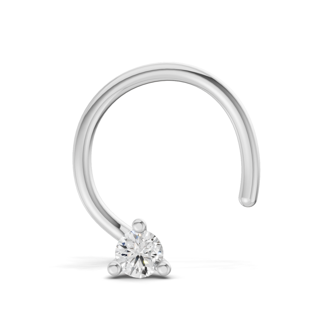 0.03 Ct Round Shape Soilitaire Diamond Nose Pin | 14K Yellow Gold