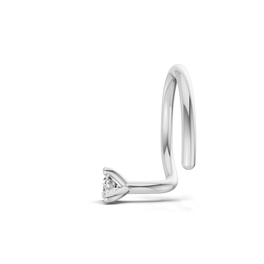 0.03 Ct Round Shape Soilitaire Diamond Nose Pin | 14K Yellow Gold