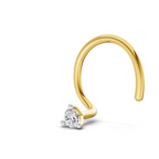 0.03 Ct Round Shape Soilitaire Diamond Nose Pin | 14K Yellow Gold