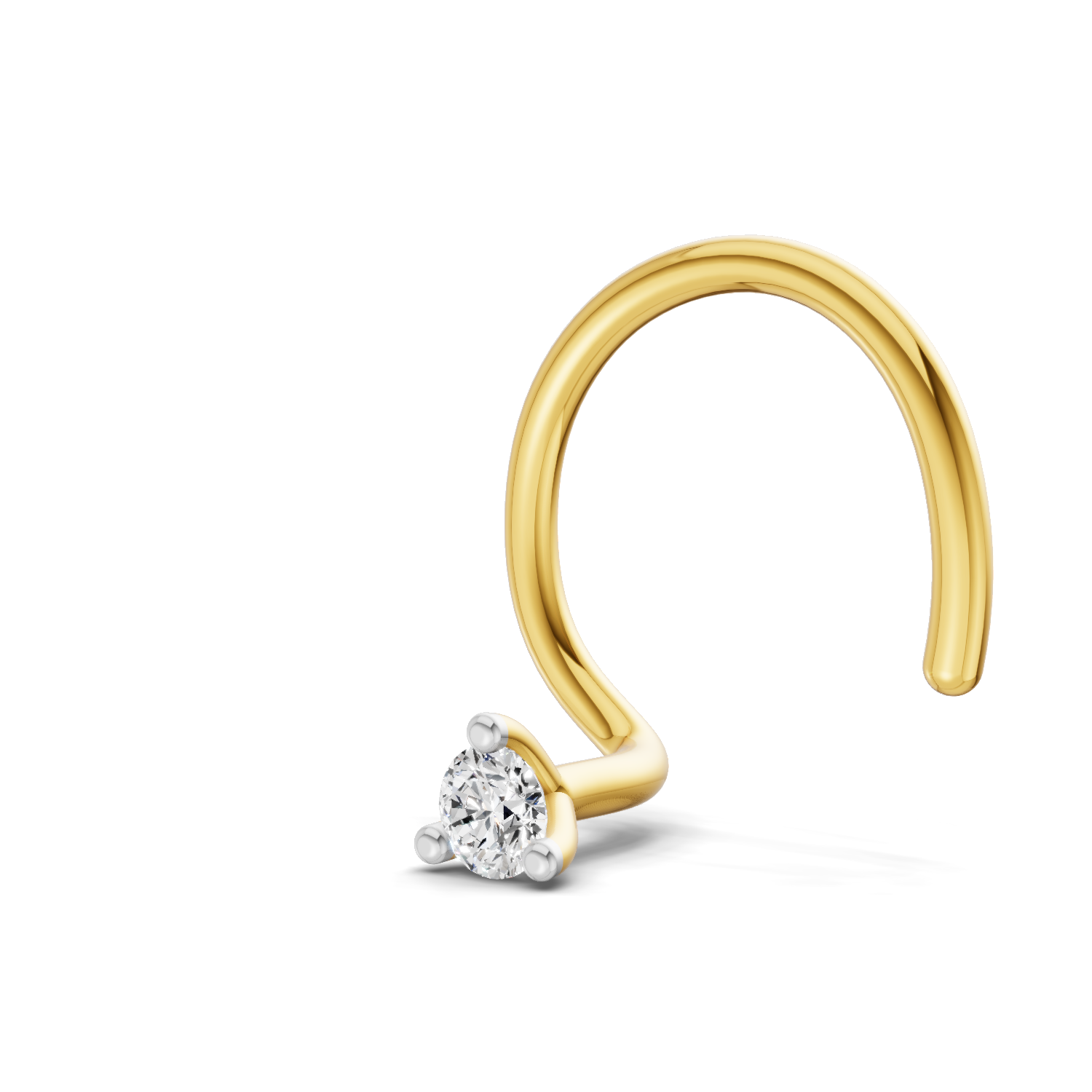 0.03 Ct Round Shape Soilitaire Diamond Nose Pin | 14K Yellow Gold