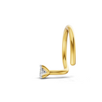 0.03 Ct Round Shape Soilitaire Diamond Nose Pin | 14K Yellow Gold