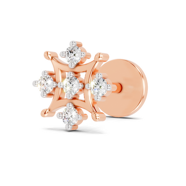 0.08 Carat Lab Grown Diamond Round Shape Snowflake Nosepin | 14K Rose Gold (Screw)