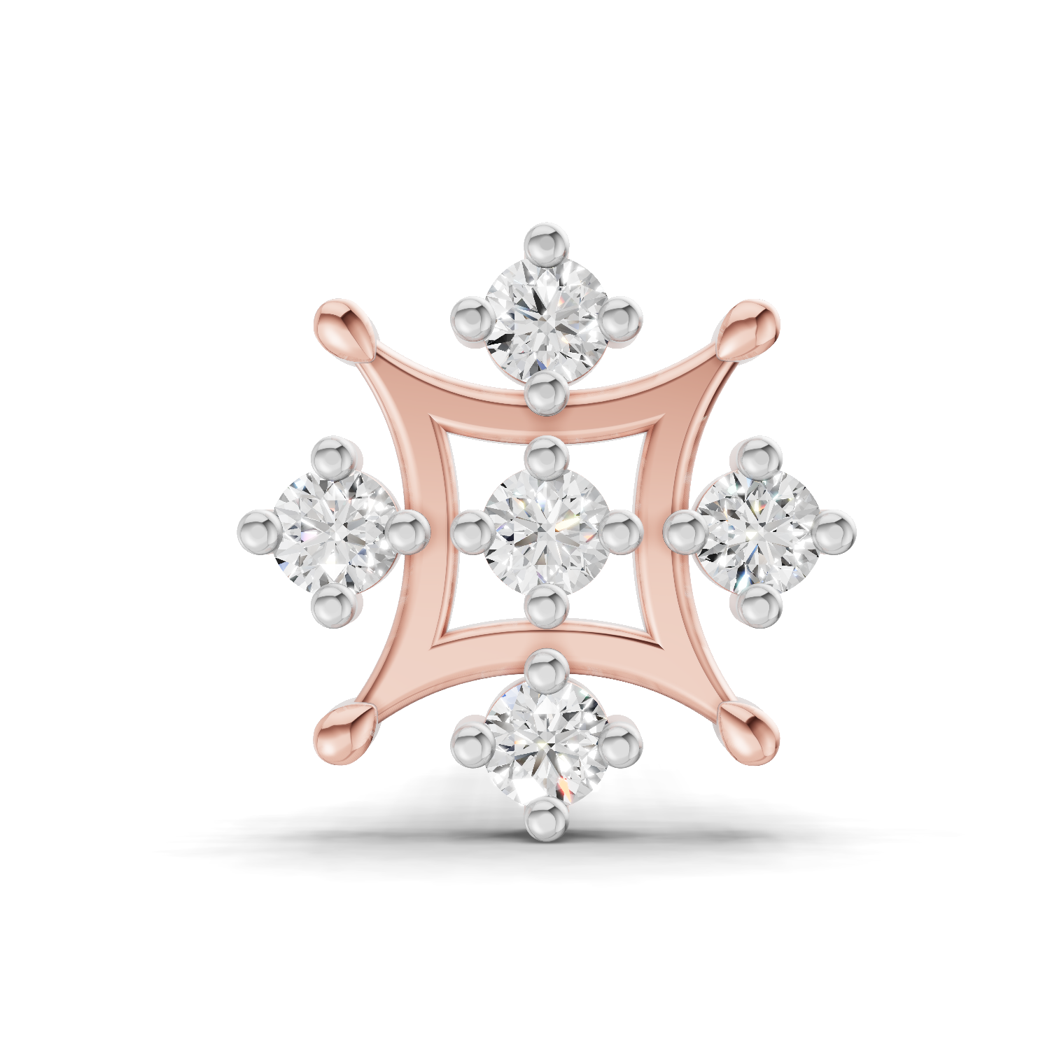 0.08 Carat Lab Grown Diamond Round Shape Snowflake Nosepin | 14K Rose Gold (Screw)