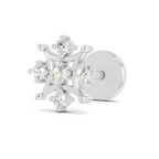 0.08 Carat Lab Grown Diamond Round Shape Snowflake Nosepin | 14K White Gold (Screw)