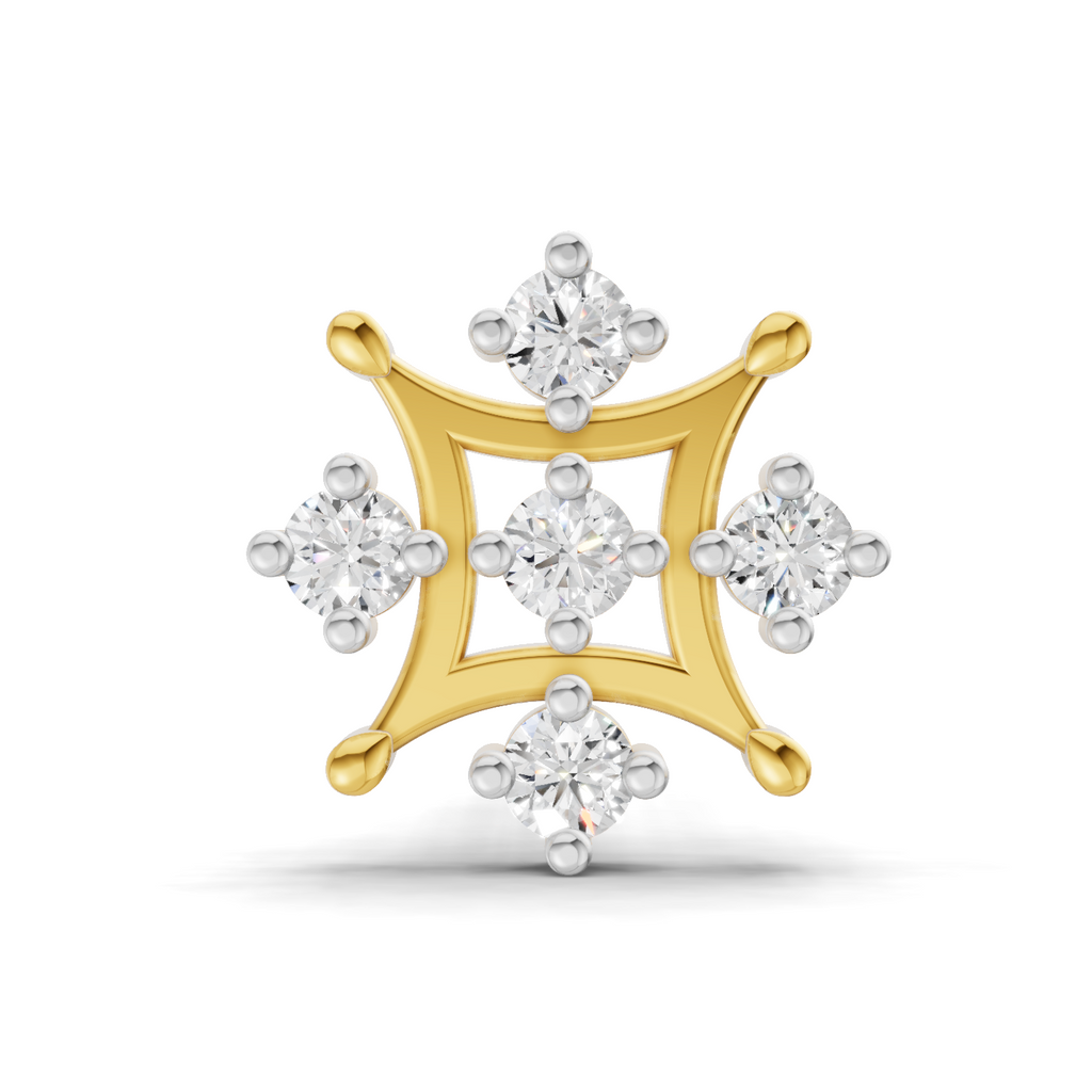 0.08 Carat Lab Grown Diamond Round Shape Snowflake Nosepin | 14K Yellow Gold (Screw)