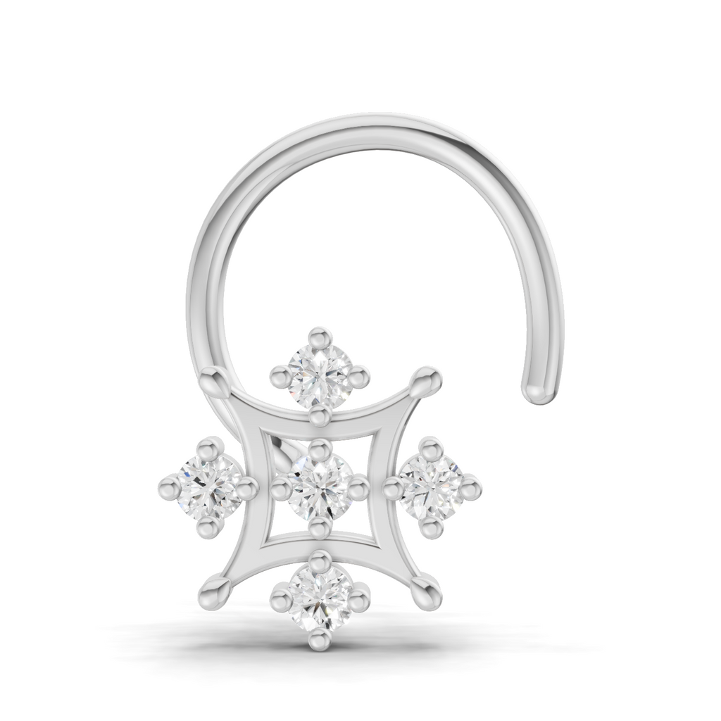 0.08 Carat Lab Grown Diamond Round Shape Snowflake Nosepin | 14K White Gold (Wire)