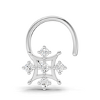 0.08 Carat Lab Grown Diamond Round Shape Snowflake Nosepin | 14K White Gold (Wire)