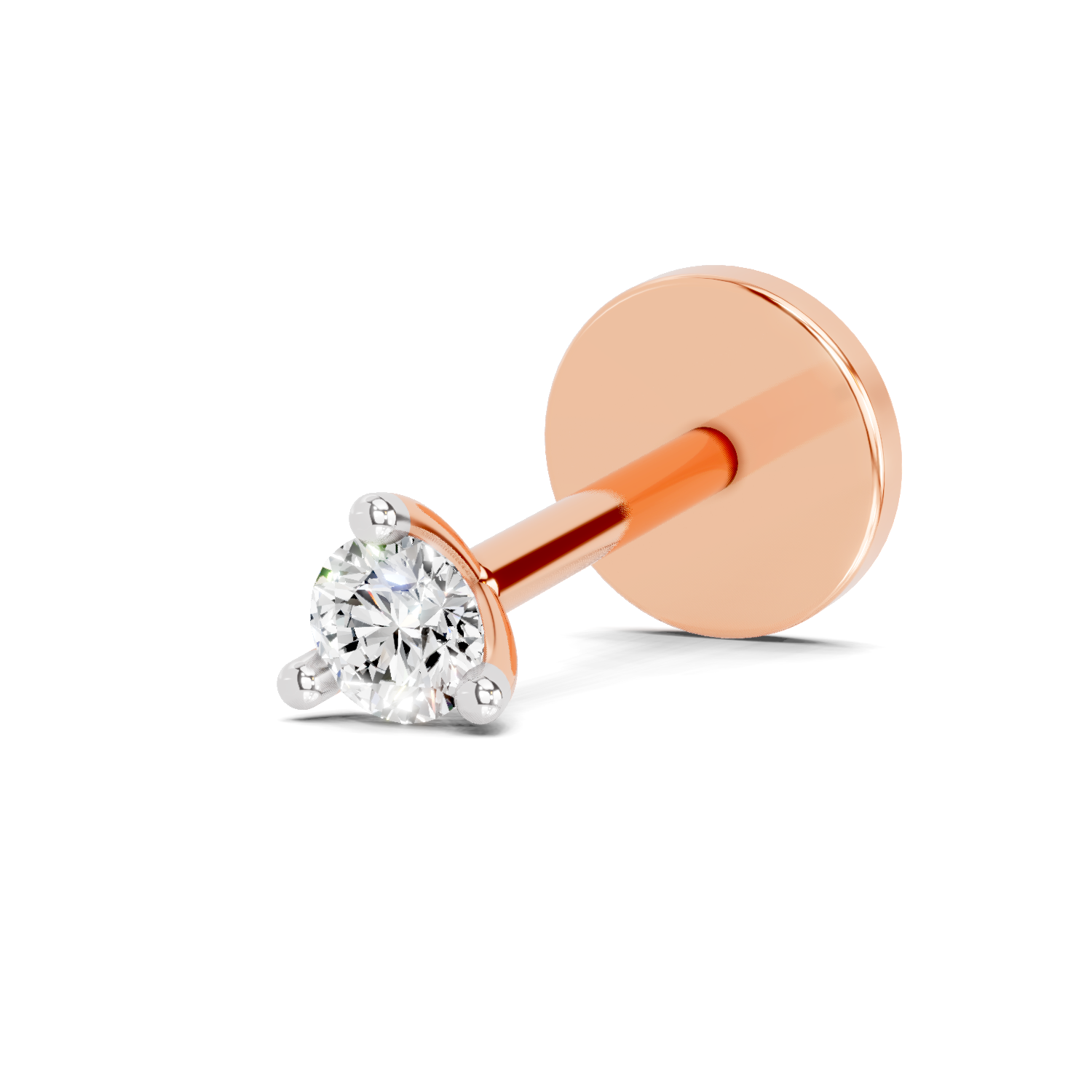 0.09 Carat Round Shape Diamond Nose Pin | 14K Rose Gold-Screw