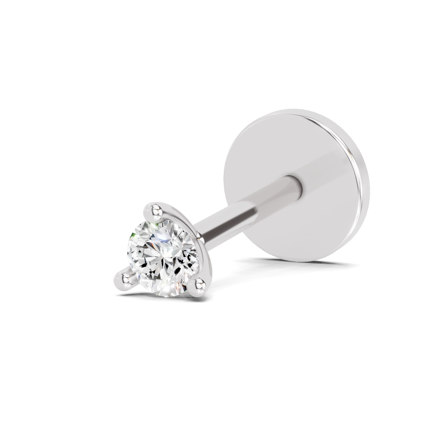 0.09 Carat Round Shape Diamond Nose Pin | 14K White Gold-Screw