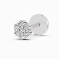 0.10 Carat Round Shape Floral Diamond Nose Pin | 14K White Gold-Screw