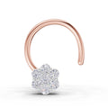 0.10 Ct Round Shape Floral Diamond Nose Pin | 14K Rose Gold