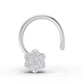 0.10 Ct Round Shape Floral Diamond Nose Pin | 14K White Gold